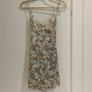Garage Silk slip dress with lace detail